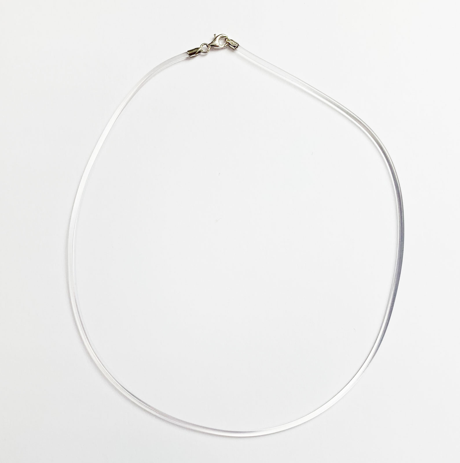 Hals-Kette Kautschukband transparent 50 cm, Verschluss 925er Silber