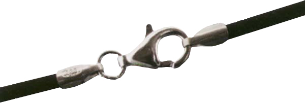 Hals-Kette Kautschukband schwarz 42 cm, Verschluss 925er Silber