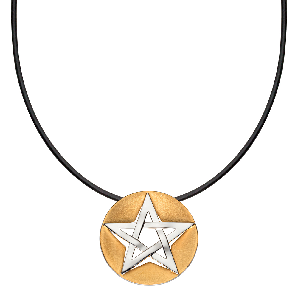 Pentagramm - Anhänger - teilvergoldet
