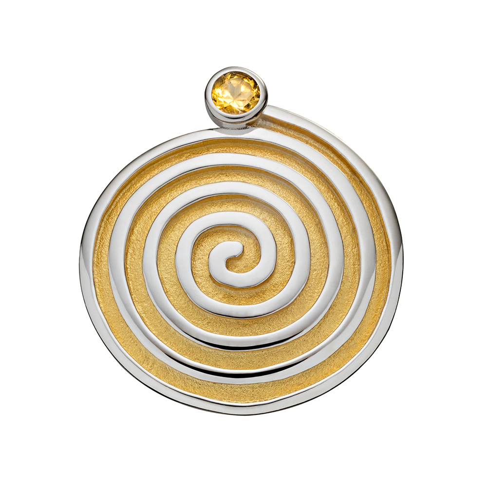 Spirale - Anhänger - teilvergoldet, mit Citrin